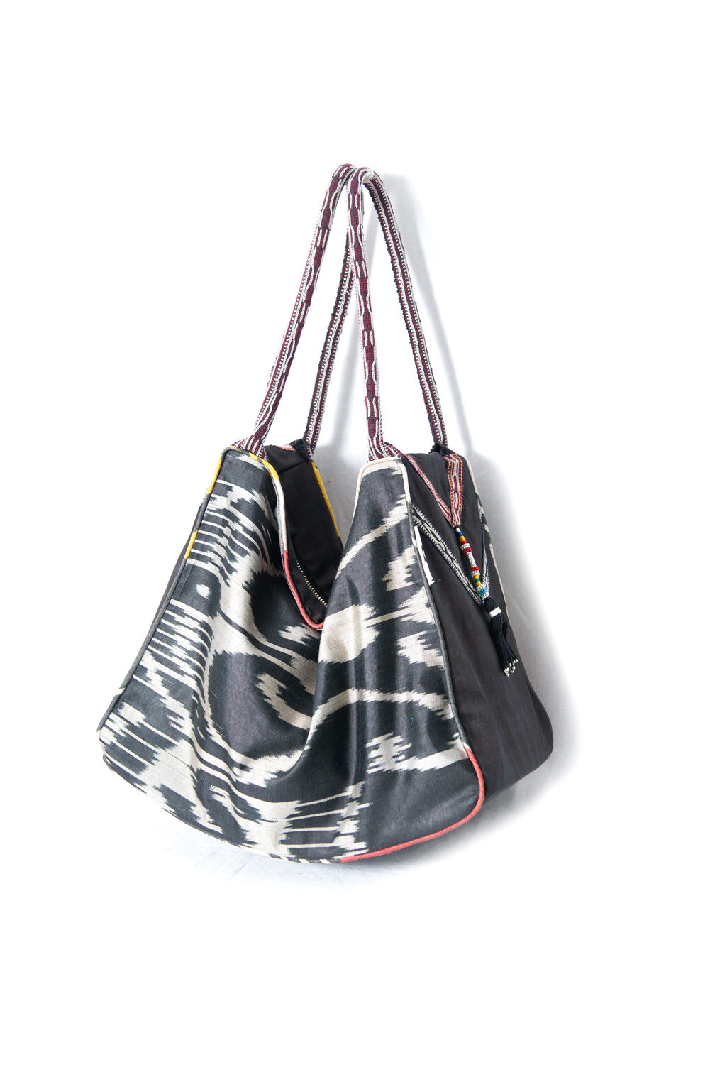 Multicolor and Black Silk Ikat Hobo Bag, Image