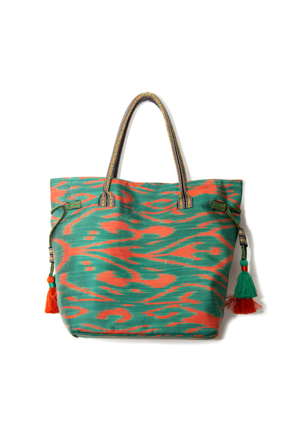 Expandable Ikat Bag with Tassels