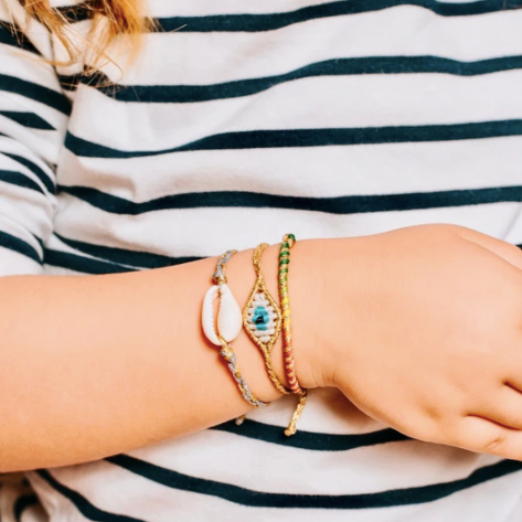 Kids Braided Cowrie Shell Bracelet, image