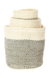 Set of Three Gray and Cream Twill Sisal Nesting Baskets Swahili, Image