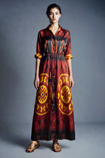 Mandarin Silk Ikat Shirt Dress