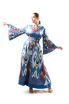 Baby Blue and White Suzani Sleeve Robe-Dress with Suzani Belt