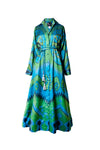 Blue and Green Silk Ikat Shirt Dress