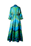 Blue and Green Silk Ikat Shirt Dress