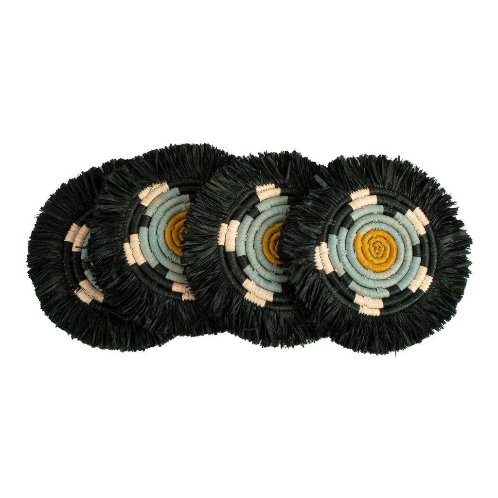 Seratonia Fringed Coasters - Oasis, Set of 4 by Kazi Goods - Wholesale, Image