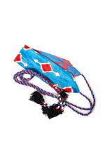 Blue and Red Silk Ikat Velvet Belt, Image