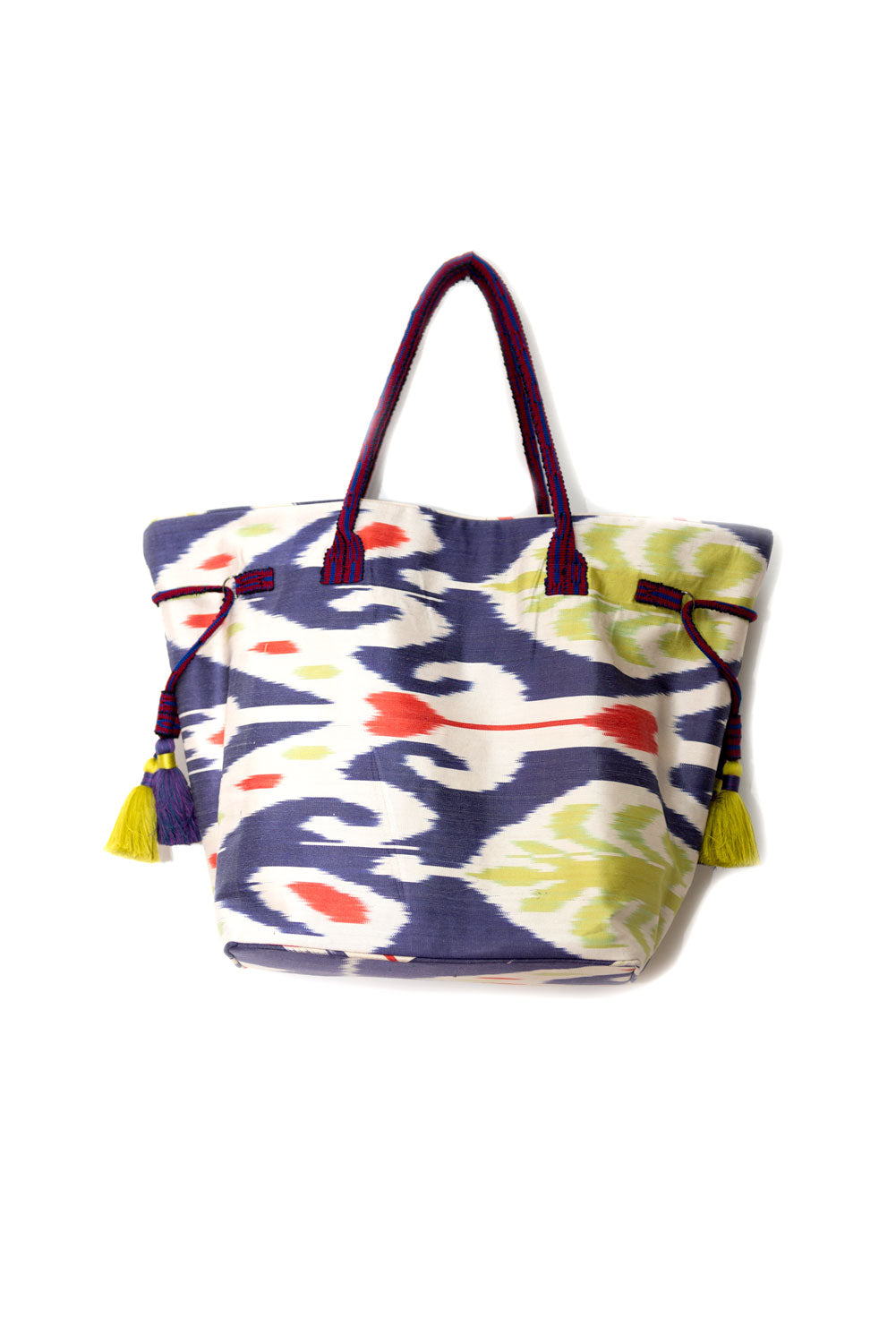 Expandable Ikat Bag with Tassels, image