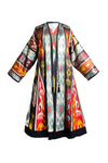 Adolat Burgundy and Black Multicolor Silk Ikat Reversible Robe, Image