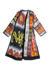 Adolat Burgundy and Black Multicolor Silk Ikat Reversible Robe, Image