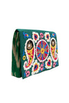 Suzani Embroidered Combo Ikat Clutch Green Pepper, Image