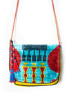 Turquoise Silk and Velvet Ikat Bag