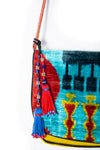 Turquoise Silk and Velvet Ikat Bag