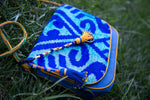 Aqua Silk and Velvet Ikat Shoulder Bag