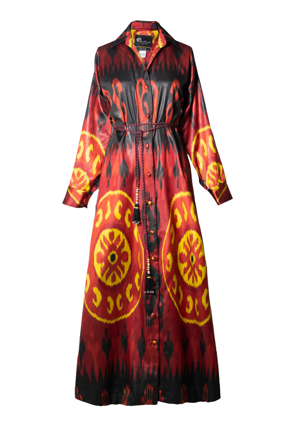 Mandarin Silk Ikat Shirt Dress