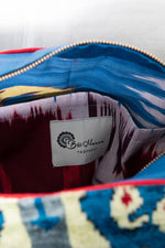 Blue and Red Silk Ikat Velvet Hobo Bag, Image