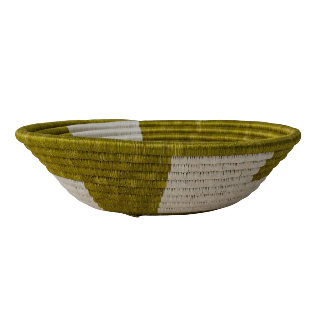 12" Large Olive Geo Round Basket by Kazi Goods - Wholesale, Image