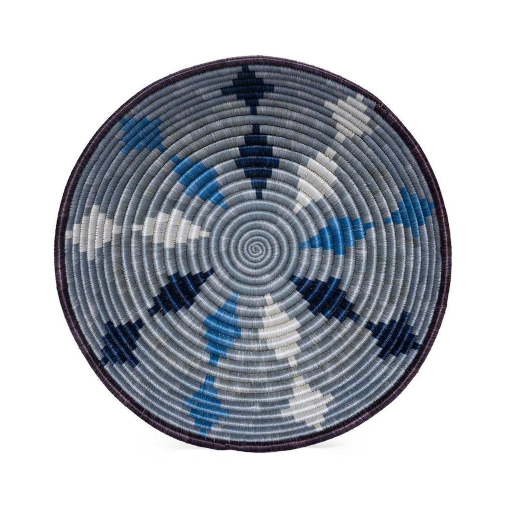Coastal Woven Bowl - 12" Blue Diamond by Kazi Goods - Wholesale, Image