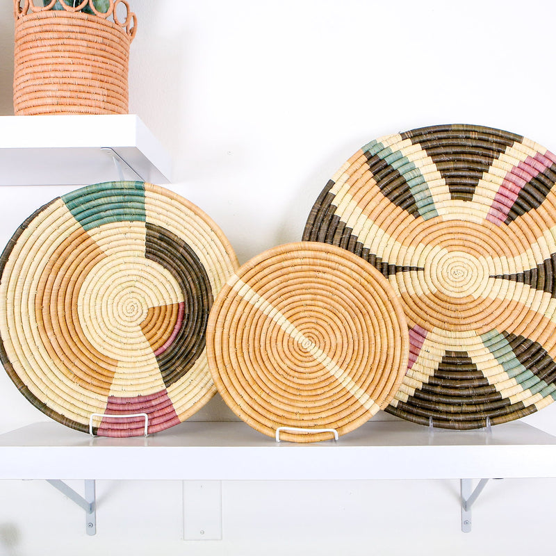 Neutral Woven Bowl - 12" Striped Tan by Kazi Goods - Wholesale, Image