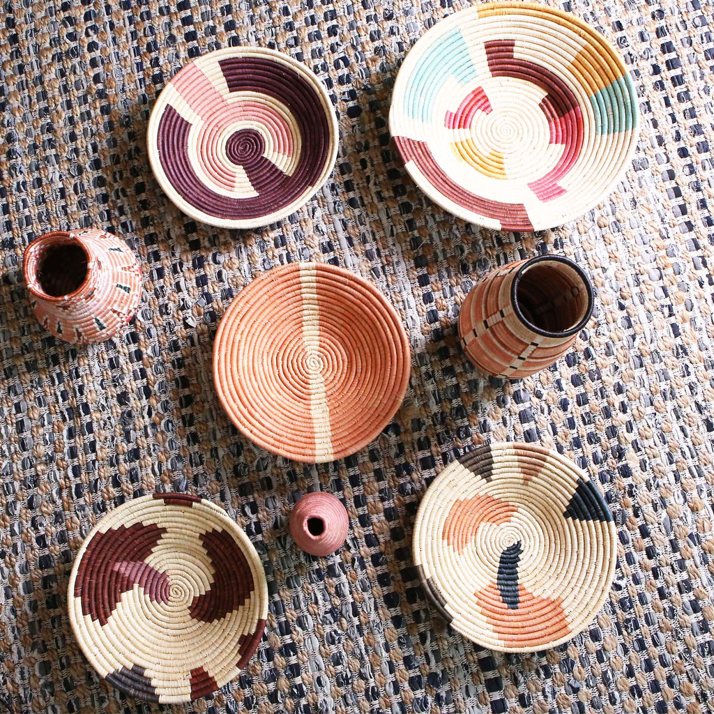 Petite Salon Woven Bowl - 12" Peach Sukari by Kazi Goods - Wholesale, Image