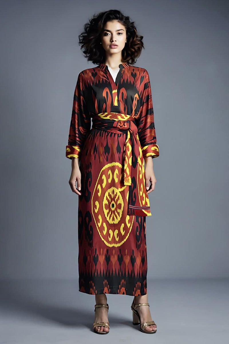 Mandarin Ikat Maxi Dress