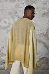 An enchanting Bohemian Leila, perfect for boho and festival-inspired looks, exuding a goddess-like quality. lemon yellow bohemian style perfect for Burning Man and other occasions. Menswear Boho Shirt. Boho sleeveless poncho unisex