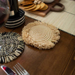 Neutral Fringed Coasters - Natural, Set of 4 by Kazi Goods - Wholesale, Image