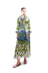 Bottle Green Silk Ikat Shirt Dress