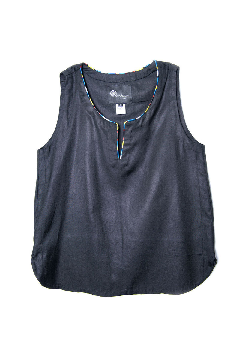 Black Silk Tank Top