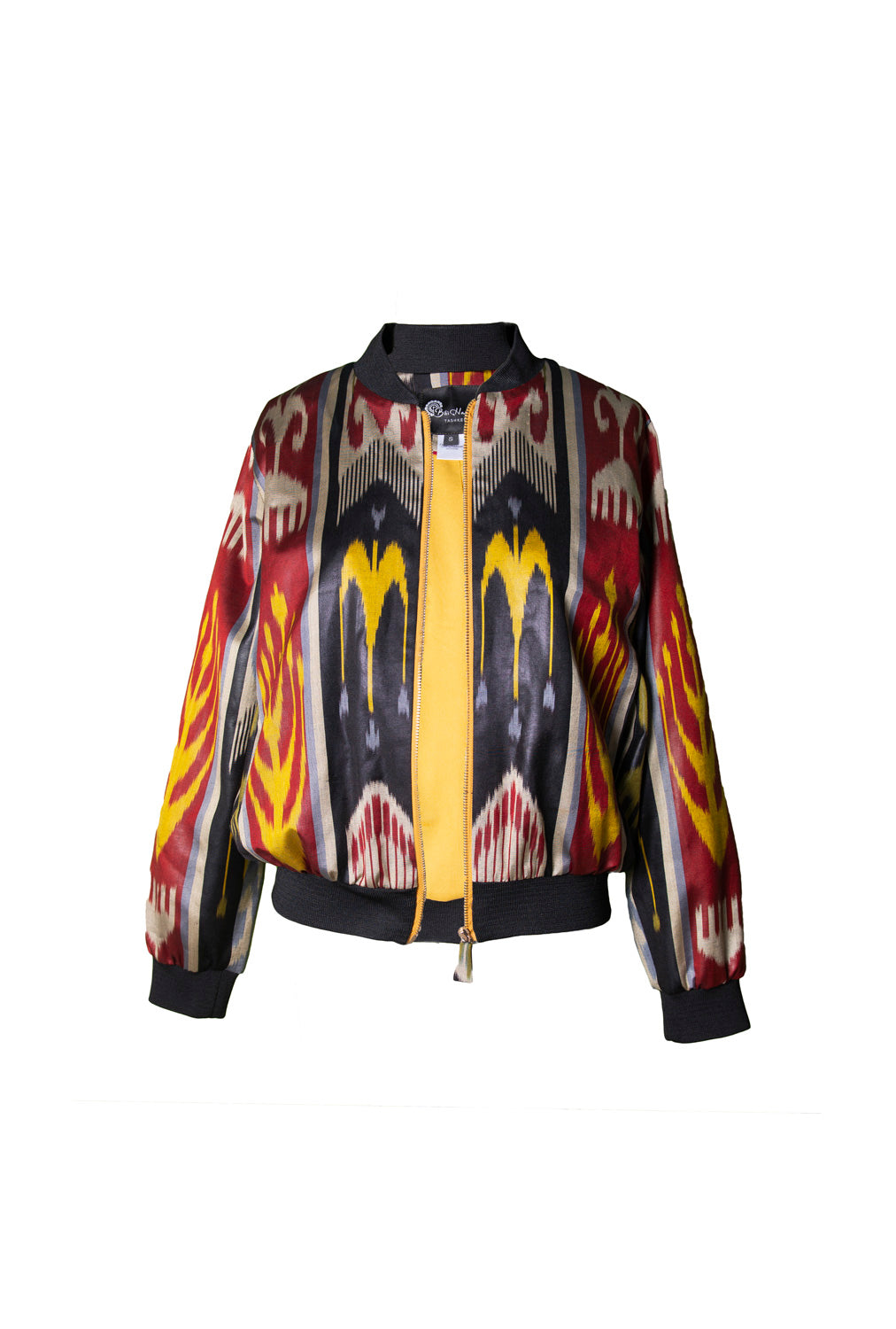 Multicolor Silk Ikat Bomber Jacket