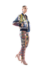 Multicolor Silk Ikat Bomber Jacket