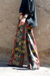 Embroidered Ikat Wide-Leg Pants