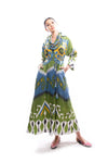 Bottle Green Silk Ikat Shirt Dress