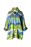 Bottle Green Oversize Batwing Ikat Shirt