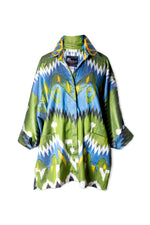 Bottle Green Oversize Batwing Ikat Shirt