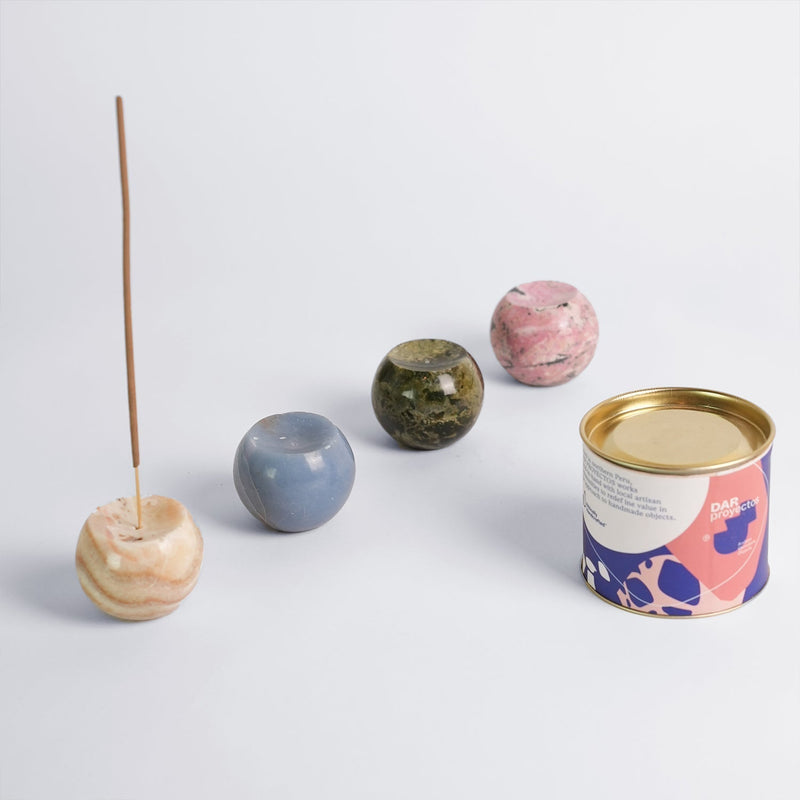Gemstone Sphere Incense Holder - Onyx Crema