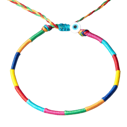 Rainbow Threaded Evil Eye Choker