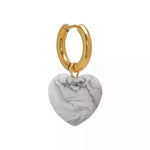 White Quartz Heart Hoop Earrings, image