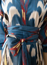 Abira Blue and White Silk Ikat Dress