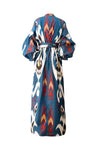 Abira Blue and White Silk Ikat Dress
