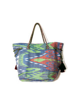 Expandable Ikat Bag with Tassels
