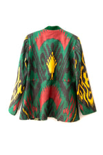 Luxury Silk Ikat Jacket with Suzani Embroidery