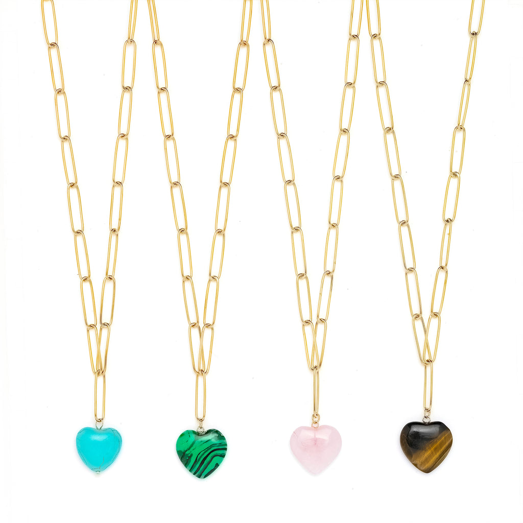 Kendall Gemstone Heart Chain Necklace, image