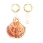 Mixed Seashell & Pearl Hoop Earrings, image