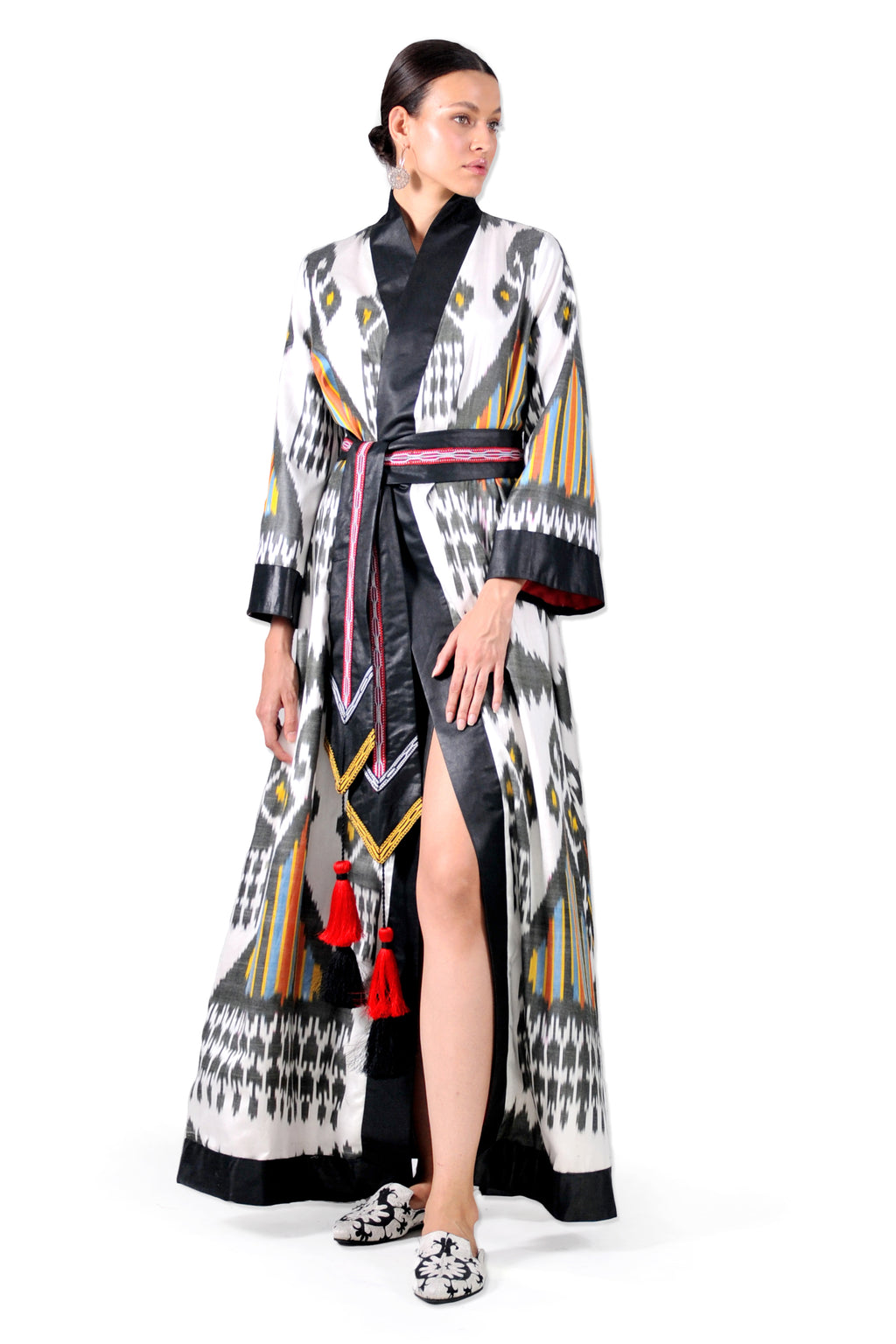 Maxi Ikat Wrap Robe, Image
