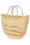 Natural Ghanaian Lacework Wing Shopper with Dye-Free Leather Handles, Image