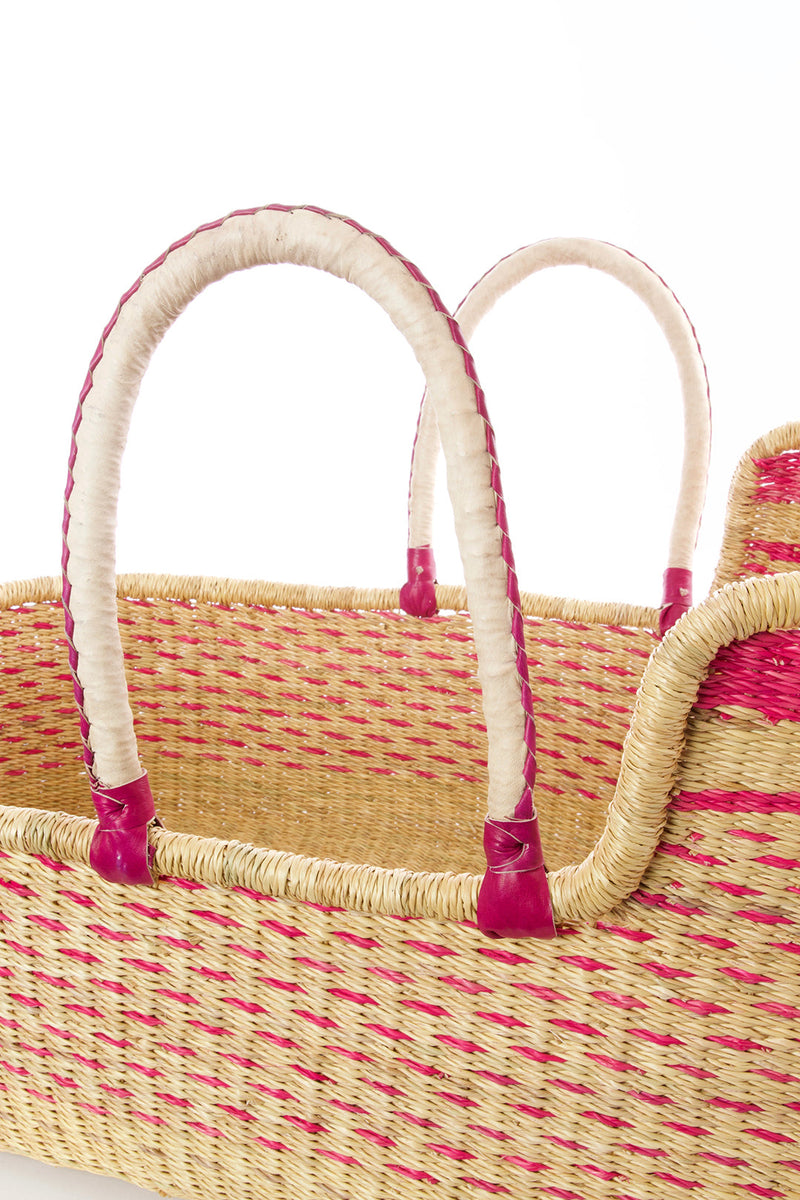 Ghanaian Primrose Moses Basket with Leather Handles Swahili, Image