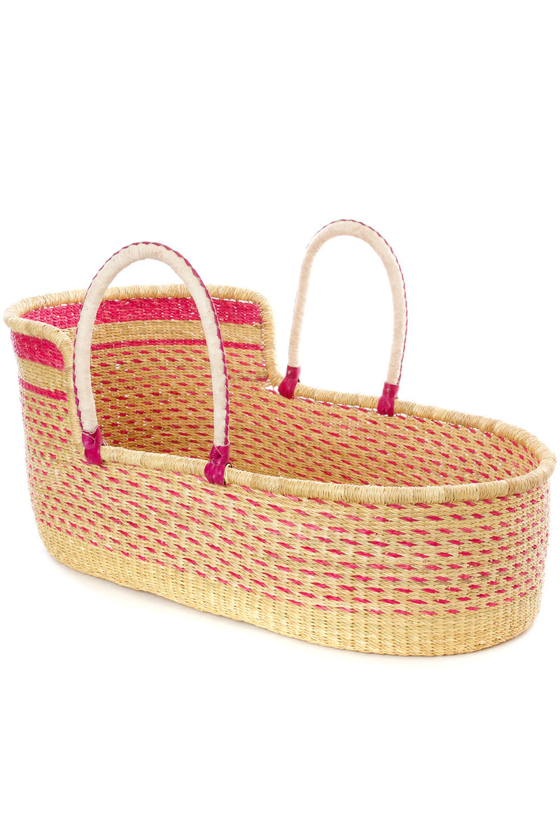 Ghanaian Primrose Moses Basket with Leather Handles Swahili, Image