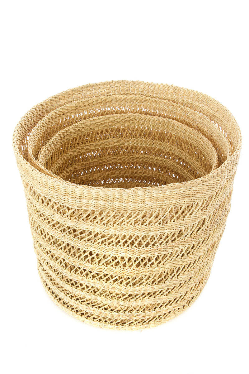 Set of Three Veta Vera Lace Weave Basket Bins Swahili, Image