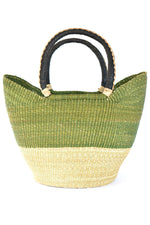 Sage Green Color Block Wing Shopper with Braided Leather Handles, Image