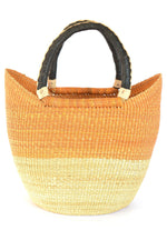 Pumpkin Color Block Wing Shopper with Braided Leather Handles, Image